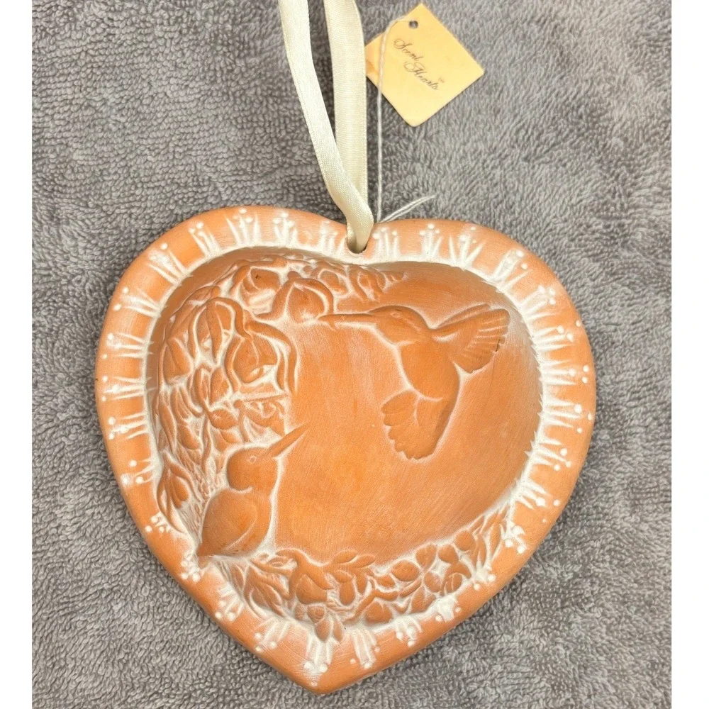 Vtg Keypoint Scent Heart Diffuser Terra Cotta 1989 Hummingbird Clay